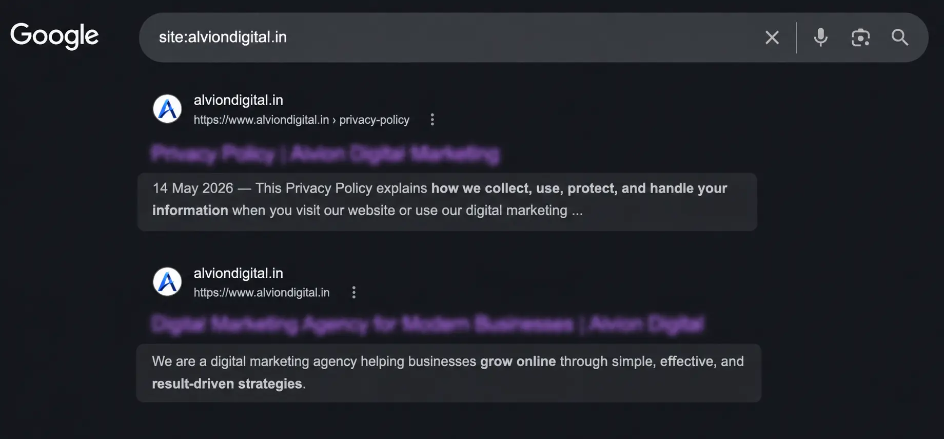 Google search results showing how meta descriptions appear in the listing
